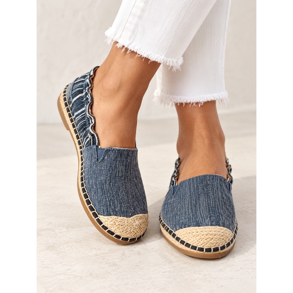 Sperry Laurel Reef Espadrille Womens 9.5M Blue Denim Stripe Slip On Shoes